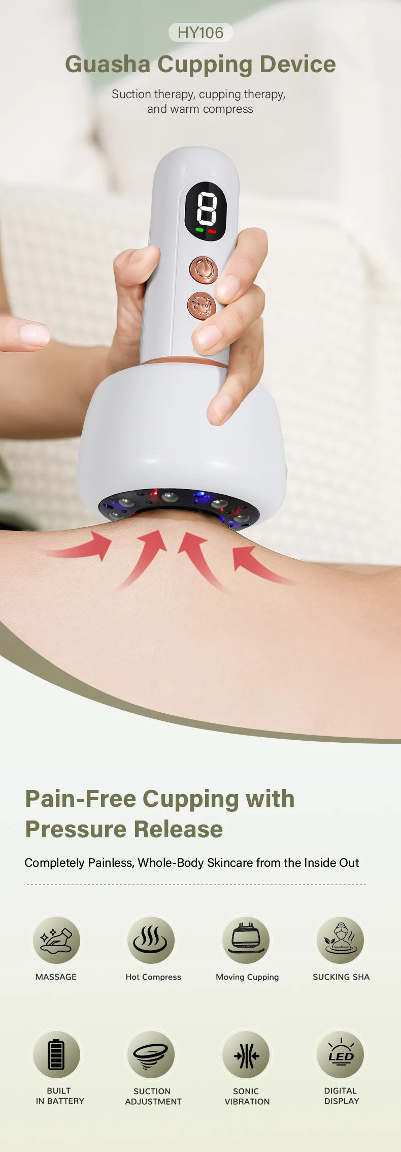 Microcurrent Vibration Body Massager – Rechargeable Electric Gua Sha Massage Tool