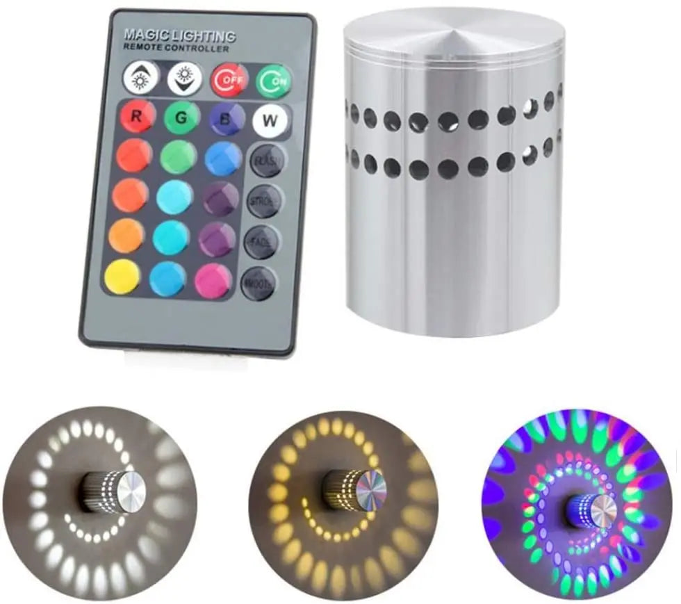 Remote Control Install Home Decor  Luminaire Lighting  LED Wall Light Colorful RGB Spiral Hole Wall Lamp Aluminum Spiral Hole
