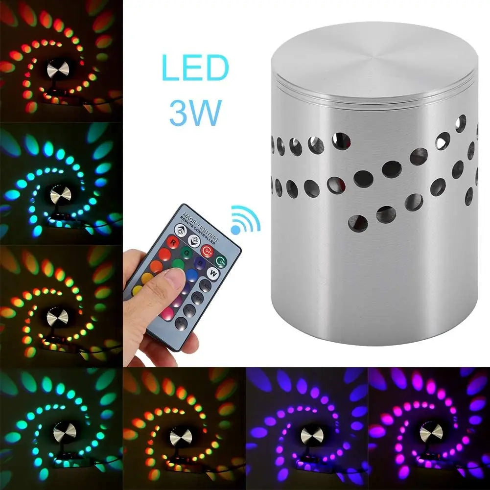 Remote Control Install Home Decor  Luminaire Lighting  LED Wall Light Colorful RGB Spiral Hole Wall Lamp Aluminum Spiral Hole