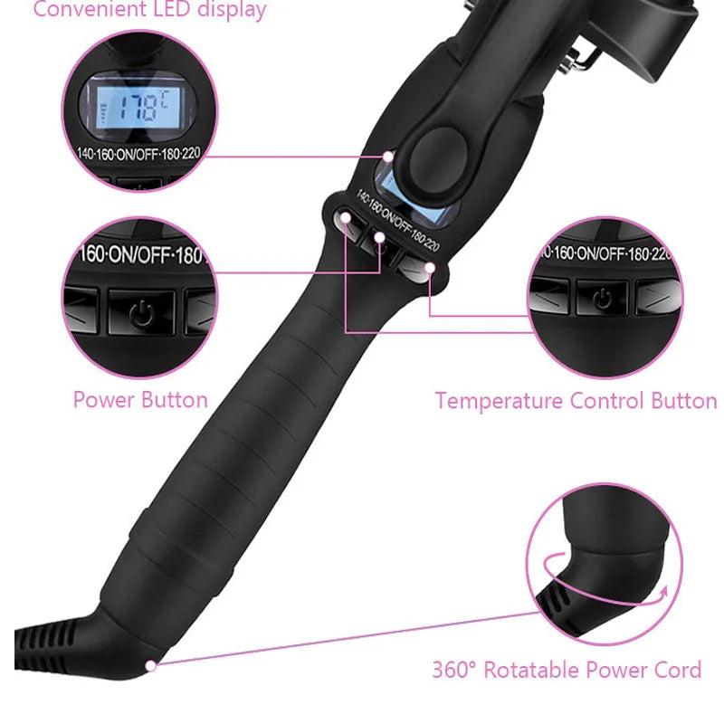 Three-Barrel Ceramic Hair Curler – Electric Waver Curling Iron