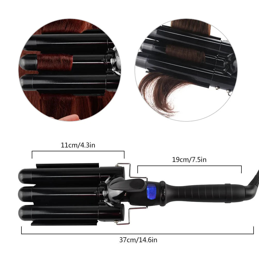 Three-Barrel Ceramic Hair Curler – Electric Waver Curling Iron